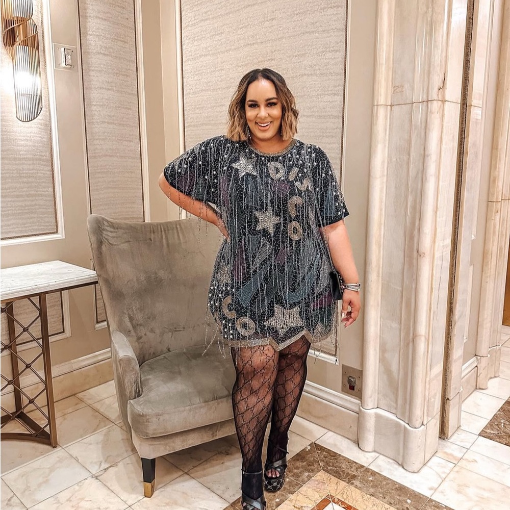Nasty Gal Black and Silver Star Dress